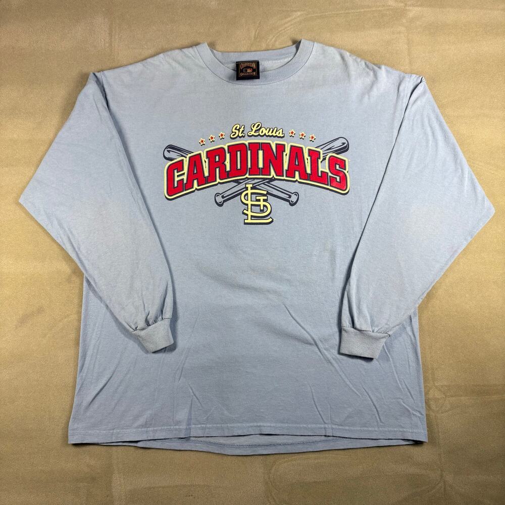 Vintage St Louis Cardinals Pride Long Sleeve Shirt MLB‎ Majestic XL Blue